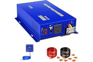 WZRELB 2000 Watt Pure Sine Wave Inverter 24V DC to 240V 230V AC, Standard UK Plug, 2000W Power Inverter with Hardwire Terminal and Remote Switch, Surge 4000W Power Converter (2000W 24V 240V)