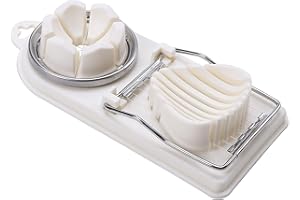 CETORNIE Egg Slicer Cutter Coupe-Oeufs,2 en 1 Trancheuse D'oeufs en Acier Inoxydable,Coupe-Oeufs Multifonctionnel en Métal Utilisé pour œufs et Fruits (Blanc)