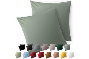 Blumtal Kissenbezug 40x40 cm - 2er Set Kissenbezüge, Summer Green, Kopfkissenbezug aus weichem Mikrofaser - waschbare Kissenhülle, Oeko-TEX Zertifiziert - für Kissen 40x40 cm