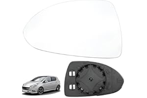 SOEKODU Vetro a Specchio sostituzione per Opel Corsa D 07.2006-08.2014 / Corsa E 09.2014-06.2019, Specchio Esterno Regolabile adatto, Lente di Retromarcia Specchio di Vetro (Giusto)