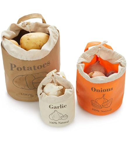 Borsa In Lino E Cotone Per Patate E Cipolle - 26x38 Cm - Ecologica E Riutilizzabile - Senza Plastica - Mantiene Fresche Le Verdure