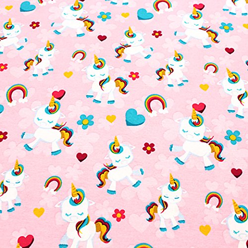 Elastic-Jersey-Kinder-Druck, Pegasus/Regenbogen, mehrfarbig, 145 cm breit, Meterware - 3
