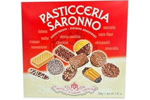 Chiostro di Saronno Pasticceria di Saronno 200 g, Biscotti e Pasticcini al Cioccolato, Mix Pasticceria, Specialità Italiane, Confezione Astuccio Quadrato Rosso