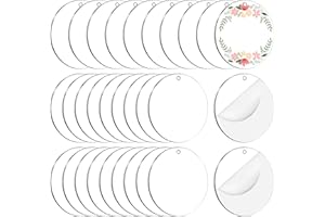 Fzyisw 30 Stück Acrylscheibe Rund mit Loch, Plexiglas Rund, Acrylscheibe Rund, Transparente Acrylglas Rund für Bilderrahmen, Glasersatz, Malerei, DIY Bastelanzeige Display