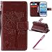 Produktbild Galaxy S3 Hülle,Flip Wallet Leather Case for Galaxy S3,Hpory Retro Elegant Katze und Baum Muster Lanyard Strap Ledertasche Handyhüllen im Bookstyle PU Leather Wallet Case Flip Cover [Kartensteckplätze] Ledertasche mit Magnetverschluß und Standfunktion Cover Case Premium PU Leder Und Silikon Innenschale Anti-Staub Anti-Kratzer und Shockproof Telefon Tasche Handytasche Schutzhülle für Samsung Galaxy S3 + 1 x Hpory Stylus-(Braun)
