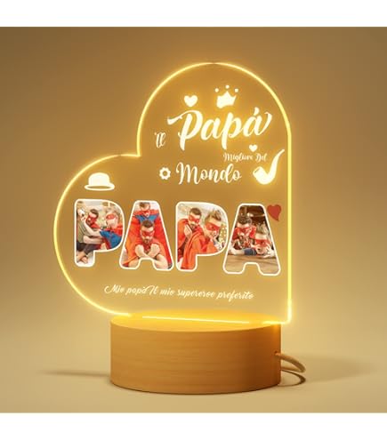 Lampada Personalizzata Con Foto Per Festa Del Papà - Plexiglass Stampato HD, Base Con LED - Foto 13