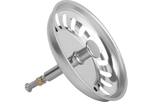 TOALUEA Bouchon Evier Cuisine 79mm, Universel Crépine D'Évier Acier Inoxydable, Grille Evier Antiblocage, Panier pour Bonde avec 30mm et 50mm Vis de Réglage, Filtre Evier Vidange Rapide