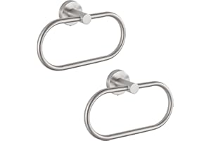 EOLAX Set di 2 anelli portasciugamani per forare, portasciugamani in nichel spazzolato, moderno portasciugamani da bagno, supporto da parete in acciaio inox, montaggio a parete, accessori da bagno