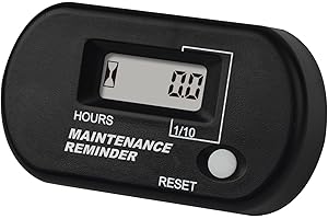 Runleader Contaore digitale induttivo, promemoria manutenzione per tosaerba ZTR Generatore portatile Compressore d'aria Motoslitta ATV Fuoribordo Motore Dirtbike Moto e dispositivo (nero)