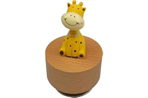 falado Mini Wooden Animal Rotary Music Box with Cute Giraffe Ornament (It's a small world.)