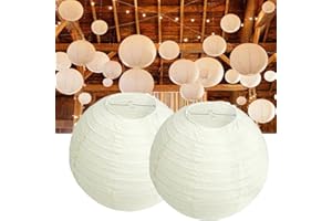 SEAAZQURTLES 2 pantallas de papel chino blanco, linternas chinas, linterna de papel colgante, cubierta de lámpara de techo de papel japonés, lámpara de araña de papel, bola de pantalla para el hogar, fiestas,