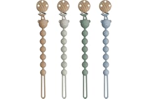 CNMTCCO Schnullerkette, 4er Set – Schnullerkette Silikon mit Anti-Verlust-Clip, weich & langlebig, BPA-frei, für Babyflaschen, Beißring & Hochstuhl