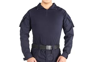 YAOTT Chemise de Combat Militaire pour Homme avec 1/4 Fermeture, Slim Fit Chemise Tactique en Coton à Manches Longues avec Poches, Camouflage Airsoft T Shirt Sportswear