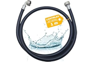 LICHTBLAU Manguera de entrada de agua caliente 90° grados I 1 m I 3/4 pulgadas lavadora lavavajillas I 2996 I manguera de agua caliente con rosca de metal I incluye junta