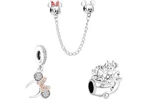 Doyafer 925 argent sterling étoile lune pendentif breloque femmes Bracelet collier perles breloques ensemble chaîne de sécurité, cadeaux de vacances d'anniversaire