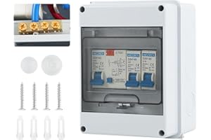 CUPEOHOME 2 Way Consumer Unit Circuit Breaker, Garage Unit with Assembly Tool, 40A 30mA RCD 2MCB 6A+16A, IP65 Anti-Leakage Fuse Box for Garages Caravans Workshops