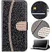 Produktbild Sycode Galaxy Note 9 Diamant Hülle,Luxus Noble Elegant Galaxy Note 9 Bling Funkeln 3D Diamant Strass Gold Kette Muster Kristall Rhinestone Flip Brieftasche Hülle mit Magnetverschluß Kartensteckplätze Stilvoll Handtasche PU Leder Glänzend Flip Wallet Handyhülle Schutzhülle Klapphülle Standfunktion Case Cover für Samsung Galaxy Note 9-Schwarz