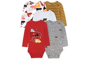 Acuryx Body a Maniche Lunghe Unisex Bimbi Pacco da 5 Pagliaccetti Tutine per Neonato di Cotone 0-24 Mesi
