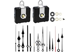 QEEYON 2 Meccanismo Orologio da Parete, Con 5 Diverse Paia Lancette Orologio,Movimento Orologio al Quarzo, Meccanismo Silent Clock Con Codolo Lungo Lancette per Orologio di Ricambio