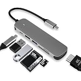 SZPACMATE USB C HUB, USB C Adapt&ouml;r&uuml; 6 in 1 USB 3.0 Bağlantı Noktası, USB-C Bağlantı Noktası/PD, 4K HDMI ve SD/TF Kart Okuyucu