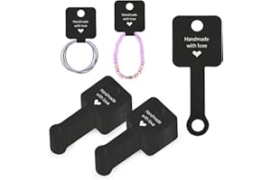 MultiValue 100 Pack Self-adhesive Necklace Display Cards, Bracelet Display Cards with Holes Kraft Paper Jewelry Display Cards Hanging Tags Jewelry Packing Cards for Necklace Hair Band Keychain (Black)