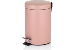 kela cestino per cosmetici rosa 3 l, cestino a pedale in metallo per bagno, cestino da bagno con sacchetto interno e manici per il trasporto, MONACO, rosa antico opaco