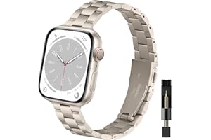 WoPail Bransoletka damska, kompatybilna z Apple Watch 41 mm, 40 mm, 38 mm, 49 mm, 45 mm, 44 mm, 42 mm, serii 8/7/6/5/4/3/2/1, damska bransoletka zastępcza ze stali nierdzewnej, metalowa bransoletka