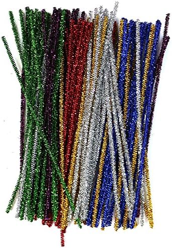 100 Pack of Pipe Cleaners - Lots of Options to Choose from (Metallic Multicolour)
