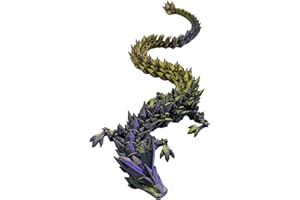 IMAGINE 3D 3D Printed Dragon Articulated Crystal Dragon Flexible ADHD Fidget Toys 3D Aquarium Decoration Autism Toys Fidget Toy Desk 3D Printed Toy 30cm (Purple/Gold/Black)