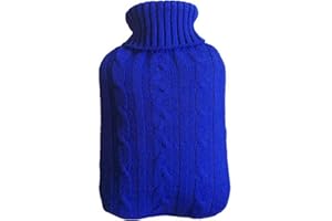 ERTHREE Hot Water Bottle Knitted Cover, 2L Large Capacity Hot Water Bag Knitted Cover(Blue)