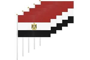 ASUNO 20 Pack Egypt Flags HandHeld Small Banners 14 × 21 cm Mini Egyptian Stick Flag Polyester for Party Decorations World Cup International Festival Events Indoor and Outdoor