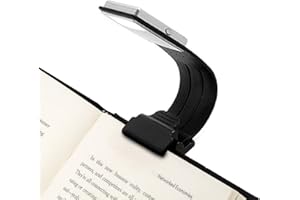 Opard Clip on Book Reading Light USB Rechargeable 3000K-5000K Dimmable Bookmark Slim for Bed Kindle Reading (Black)