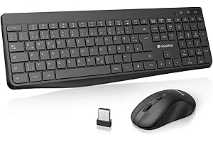 ‎KOORUI KOORUI Tastatur und Maus Kabellos, Leise Maus Tastatur Set Deutsches Layout QWERTZ mit 12 Funktionstasten 2.4 GHz Tastatur Maus Set für Windows,MacOS,Linux-Schwarz