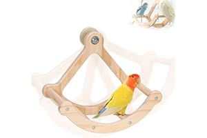 CVASNF Holz Vogelspielzeug Rotierende Schaukel, Langeweile lindern Vogel Spielzeug Interaktives Sitzbrett für Wellensittiche Nymphensittiche & kleine Papageien