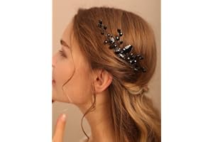 Deniferymakeup Women Rhinestone Hair Clip Black Teardrop Small Hair Comb Vine Bridal Hair Accessory Crystal Gift for Her Party Headpiece