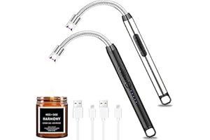 Tonsooze 2 Stück Lichtbogen Feuerzeug Lang USB-Aufladung Elektronisch Feuerzeug Stabfeuerzeug Winddichtes Flammenloses Plasma Feuerzeug Lighter Grillfeuerzeug für Küche, Kerze, Gasherde,Grill, Kamin
