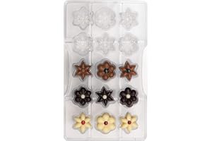 Decora 0050142 Stampo Professionale Cioccolato Fiori ø 25 x h 15 mm, 15 Cavità, In Policarbonato, Ideale per Realizzare Cioccolatini Lucidi e Croccanti, Design Professionale, Made in Italy
