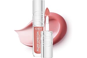 L'Oreal Paris Lip Oil, Plump Ambition with Hyaluronic Acid & Tripeptides, Smoother & Plumper Lip Appearance, Glass-Like Finish, Shade 601 Worth It, 5ml