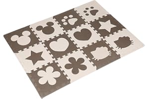 SUPFINE Tapis Puzzle Mousse Bébé, 12 Pièces Dalle Mousse Bébé avec 6 Modèles de Dessin Animé, Matériel: EVA, Épaisseur 1cm (12 Pièces)