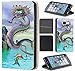 Price comparison product image Coverfix Premium Flip Case PU Leather Flip Case Cover Case for Samsung Galaxy S8 652 Drache Dragon Cartoon Blau Lila