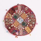 Bohemian Traditionelle Patchwork indischen Pouf groß rund Ottoman Sitz pouf