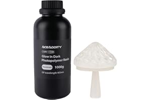 Aceaddity Resina Luminiscente, Resina Especial para Impresora 3D, Resina Fotopolimérica de Alta Resolución 405nm Curado UV, Compatible con la Mayoría de las Impresoras 3D LCD/DLP/SLA, Translúcida 1KG