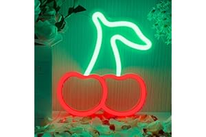 YUEYYNS Cerise Enseignes au Néon Fruit Néon Lampe Sign Chambre Enseignes Au Néon USB ou à Piles Neon Sign Wall Art Decor pour Chambre d'enfants Neon Light Up pour la fête de Noël Bar de Mariage