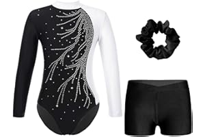 ranrann Dziecięcy zestaw dziewczęcy strój gimnastyczny trykot i szorty strój do łyżwiarstwa figurowego taniec 3-16 lat