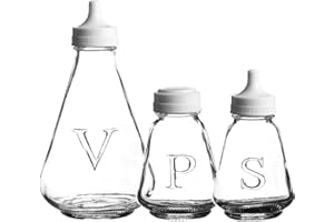 Ravenhead Salero y pimentero de cristal, botella para servir vinagre a elección (juego de vinagre de salero y pimienta)