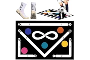 ADDLIVE Football Footstep Training Mat, Football Dribble Training Mat with Anti Slip Socks, 90 * 60cmFootball SkillsMat, Soccer TrainingMat, Foot ball MasteryMat Agility TrainingEquipment for Kids