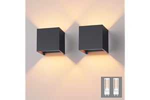 ‎KLIGHTEN Klighten 2er Wandleuchte Innen/Aussen Modern Up Down Design 9W LED Wandlampe Mit Einer Ersetzbaren G9 LED Birne, IP54 Wasserdichte Außenwandleuchten 3000K Warmweiß, Anthrazit