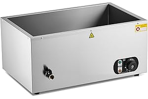 ‎WILPREP Wilprep Bain Marie 20,5 L Warmhaltebehälter Grillgut Speisewärmer Elektrisch, Chafing Dish Elektrisch Buffetwärmer Wärmebehälter Essen Wasserbad mit Ablaufhahn & Deckel 1500W 30-85°C Edelstahl