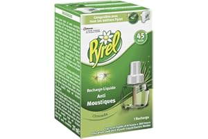 Pyrel Recharge pour Diffuseur Électrique Liquide, Anti-Moustiques, Huile Essentielle de Citronnelle, 45 Nuits, Insecticide ( Lot de 4)