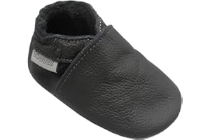 Bemesu chaussures rampantes en cuir souple premiers marcheurs pantoufles en cuir pour bébé pantoufles pour enfants en cuir souple couleur unie pour filles et garçons 0-24 mois UE 18-24